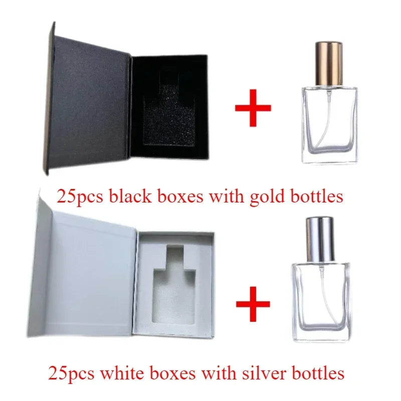25Pcs 30ml Atomizer Perfume Bottle with Custom Logo Perfume Bottle with Packaging Gold/silver Perfume Box Packaging Wholesale