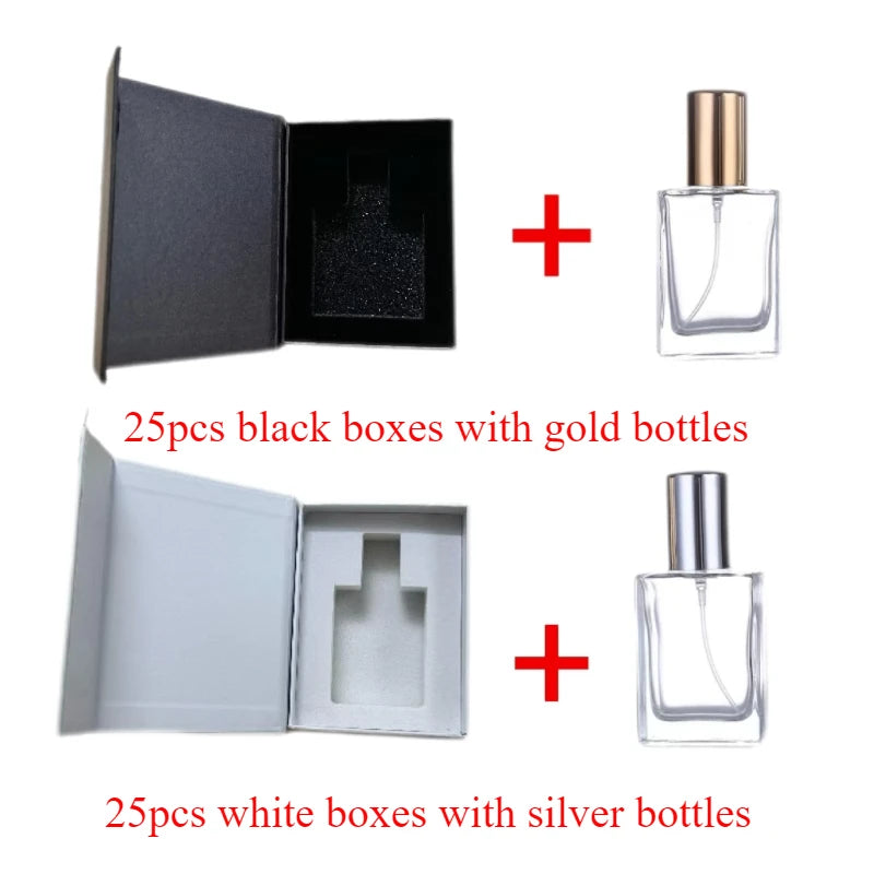 25Pcs 30ml Atomizer Perfume Bottle with Custom Logo Perfume Bottle with Packaging Gold/silver Perfume Box Packaging Wholesale